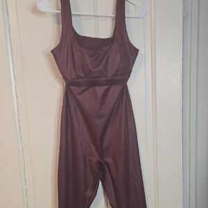 Fabletics Size M Women’s Burgundy Track Jumpsuit - Sleeveless Scoop Neck